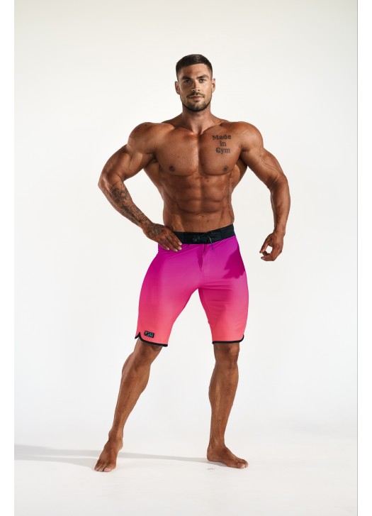 Men's Physique súťažné plavky - Purple & Pink (čierny spodný lem)